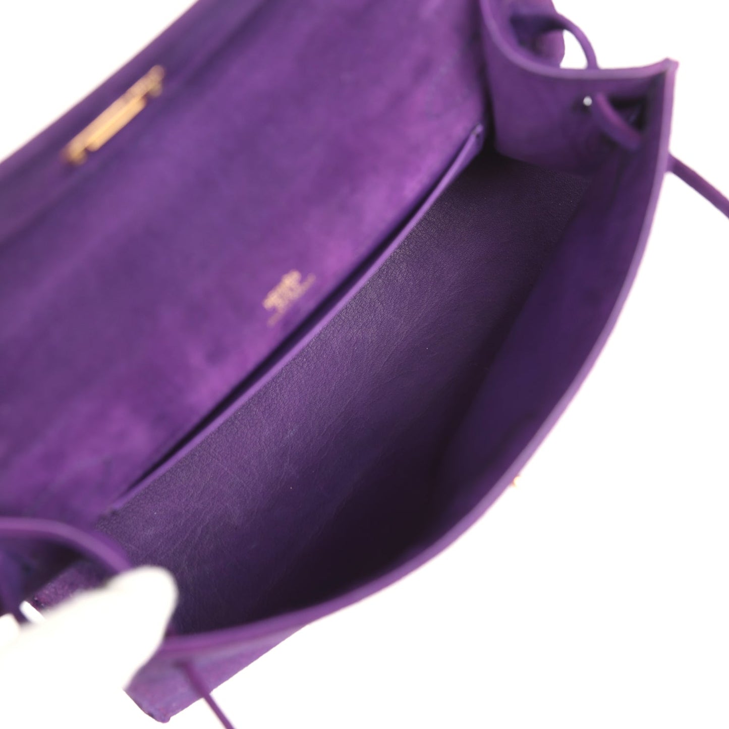 Vintage Hermes Kelly Pochette Violet Doblis Gold Hardware