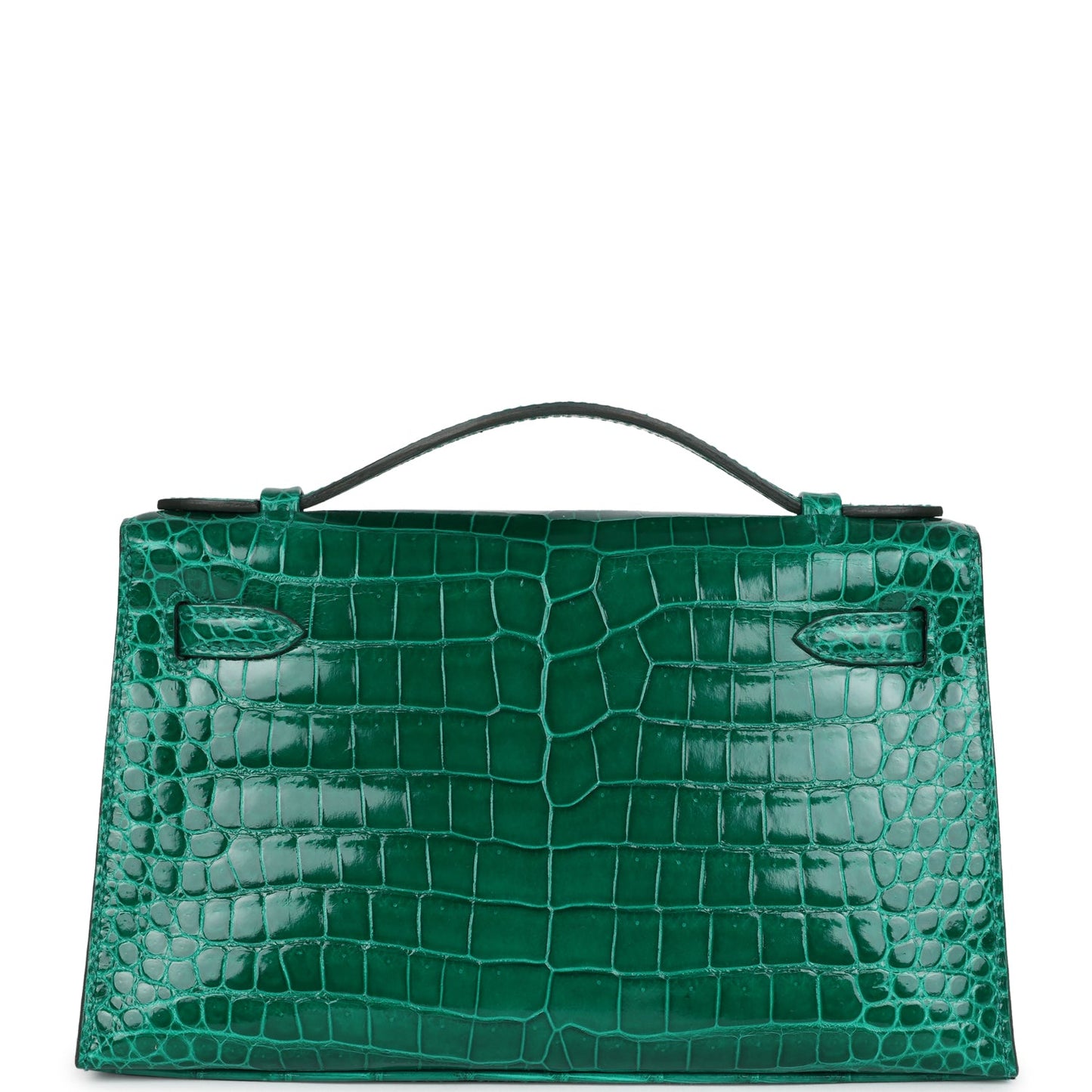 Hermes Kelly Pochette Emerald Shiny Porosus Crocodile Gold Hardware