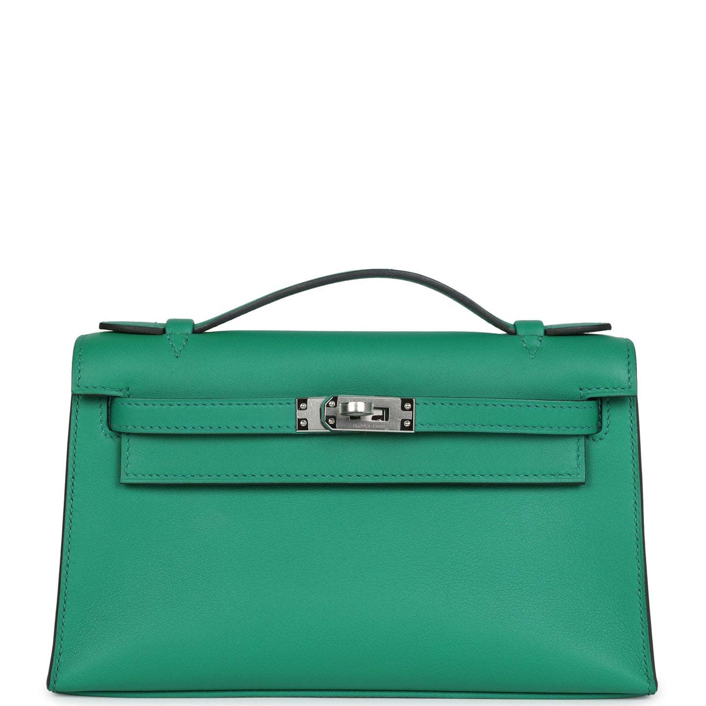 Hermes Kelly Pochette Vert Vertigo Swift Palladium Hardware