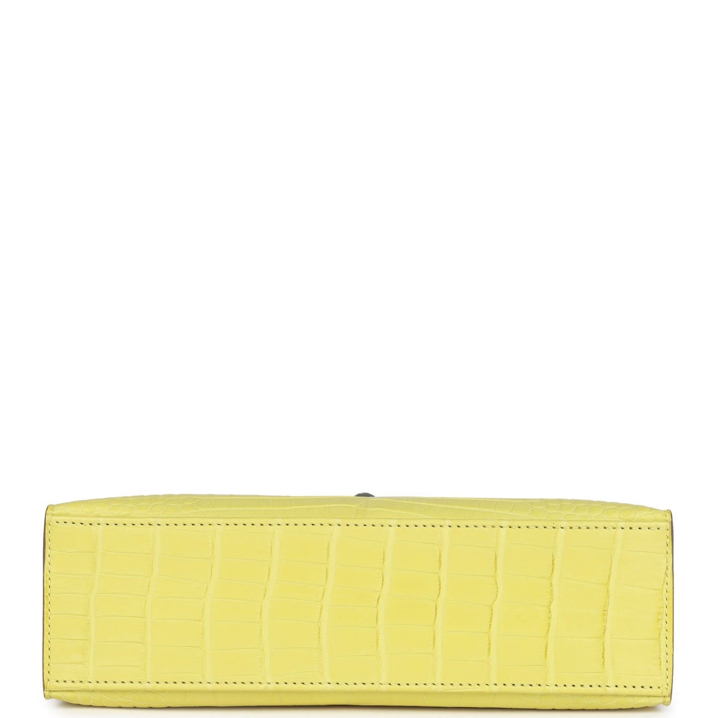 Hermes Kelly Pochette Lime Matte Alligator Palladium Hardware
