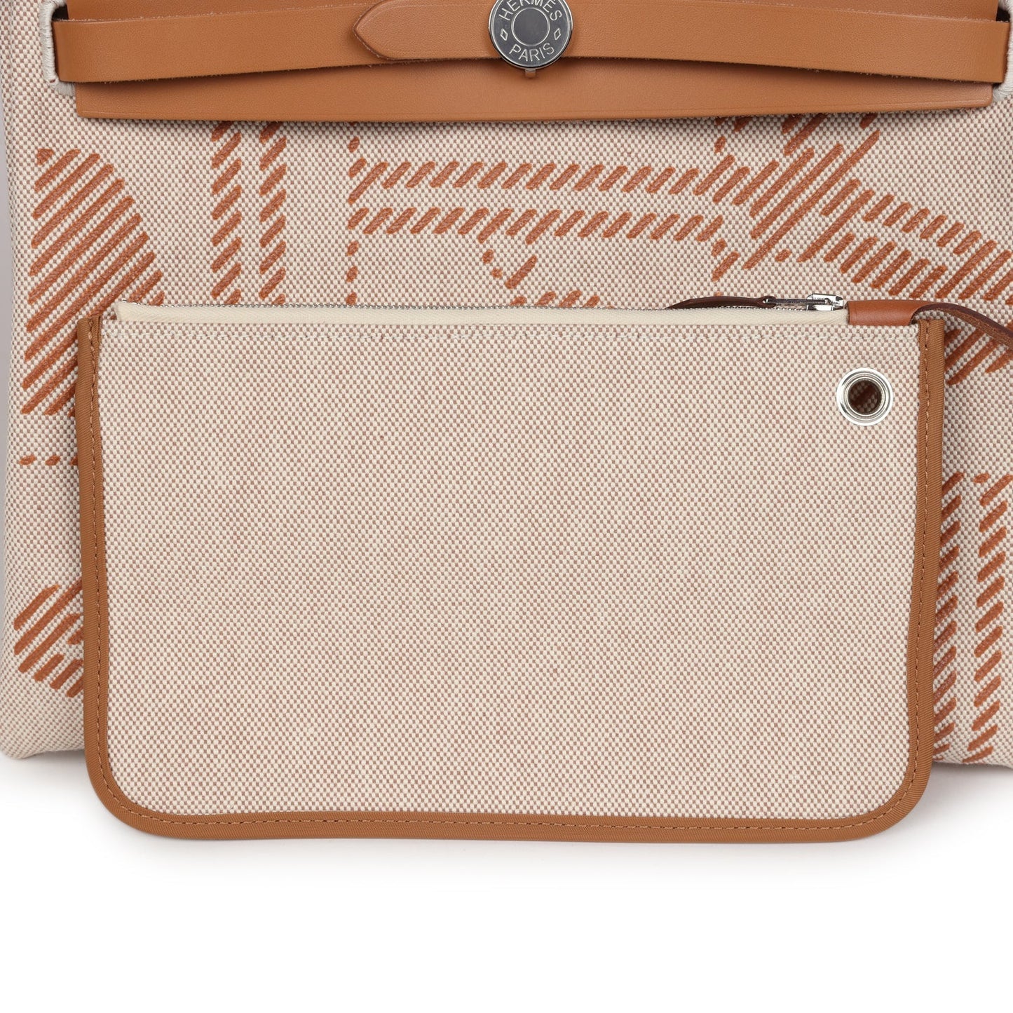 Hermes Herbag Zip PM 31 "Brides de Gala" Natural Sable Berline Hunter and Ecru Toile H Canvas Palladium Hardware