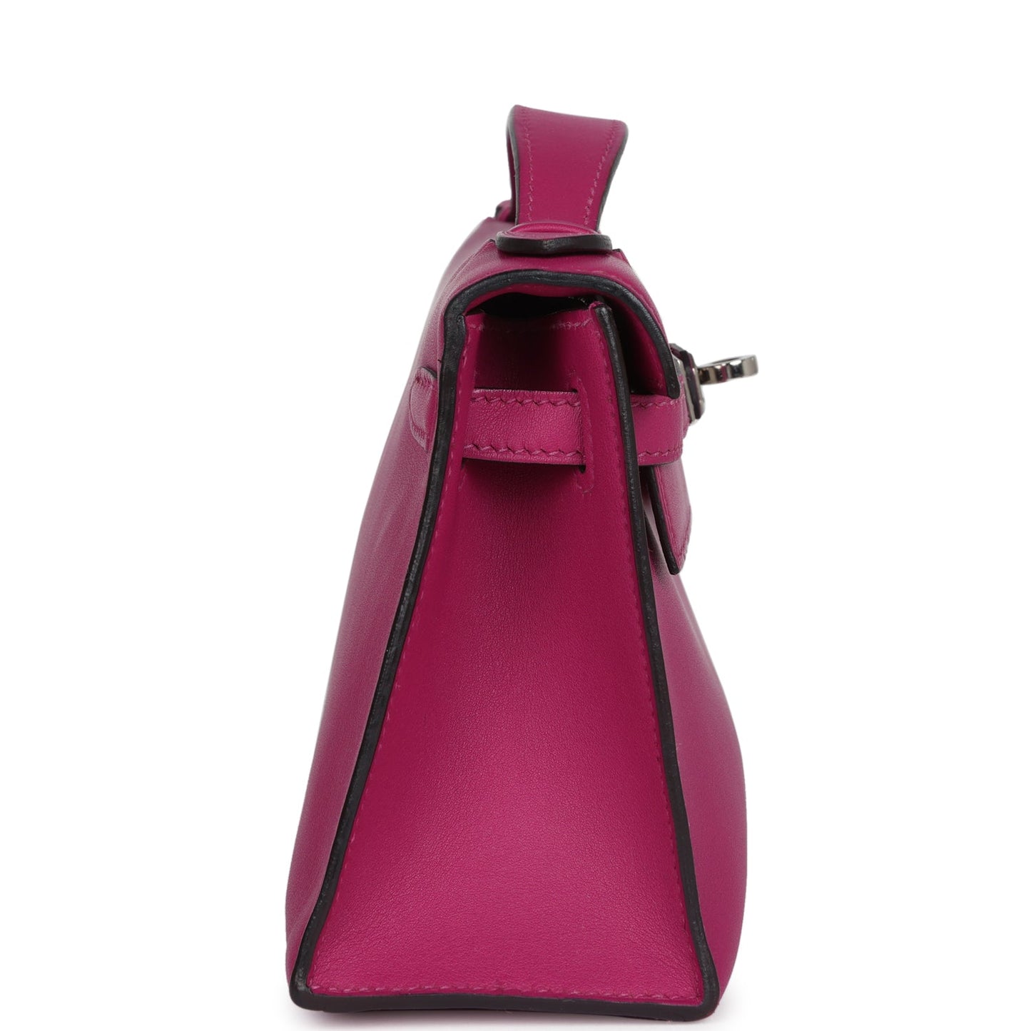 Hermes Kelly Pochette Rose Pourpre Swift Palladium Hardware