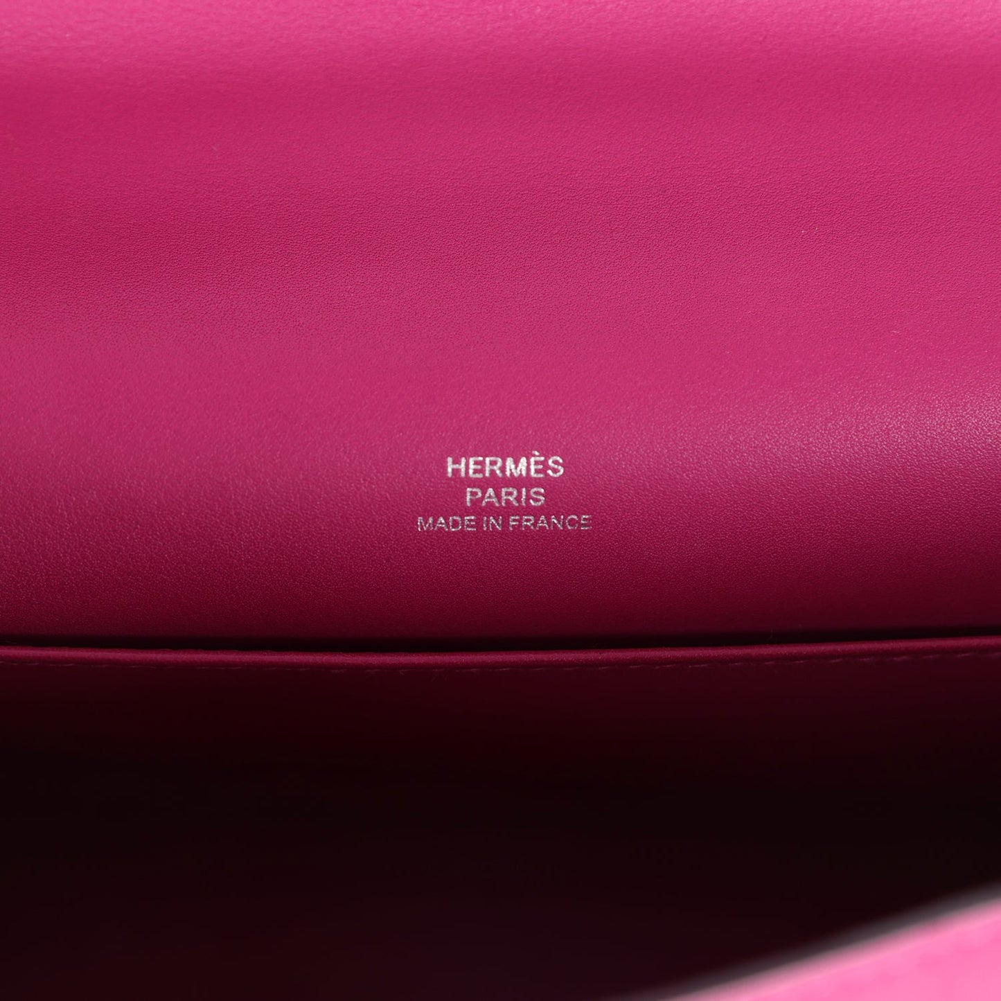 Hermes Kelly Pochette Rose Pourpre Swift Palladium Hardware
