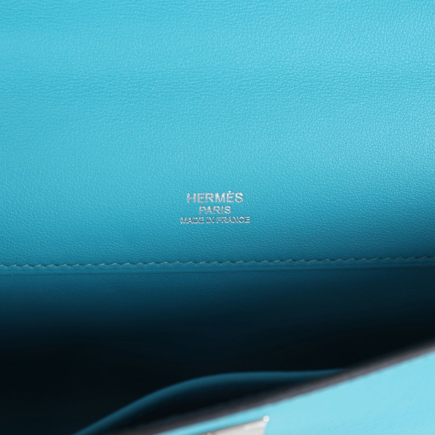 Hermes Kelly Cut Turquoise Swift Palladium Hardware