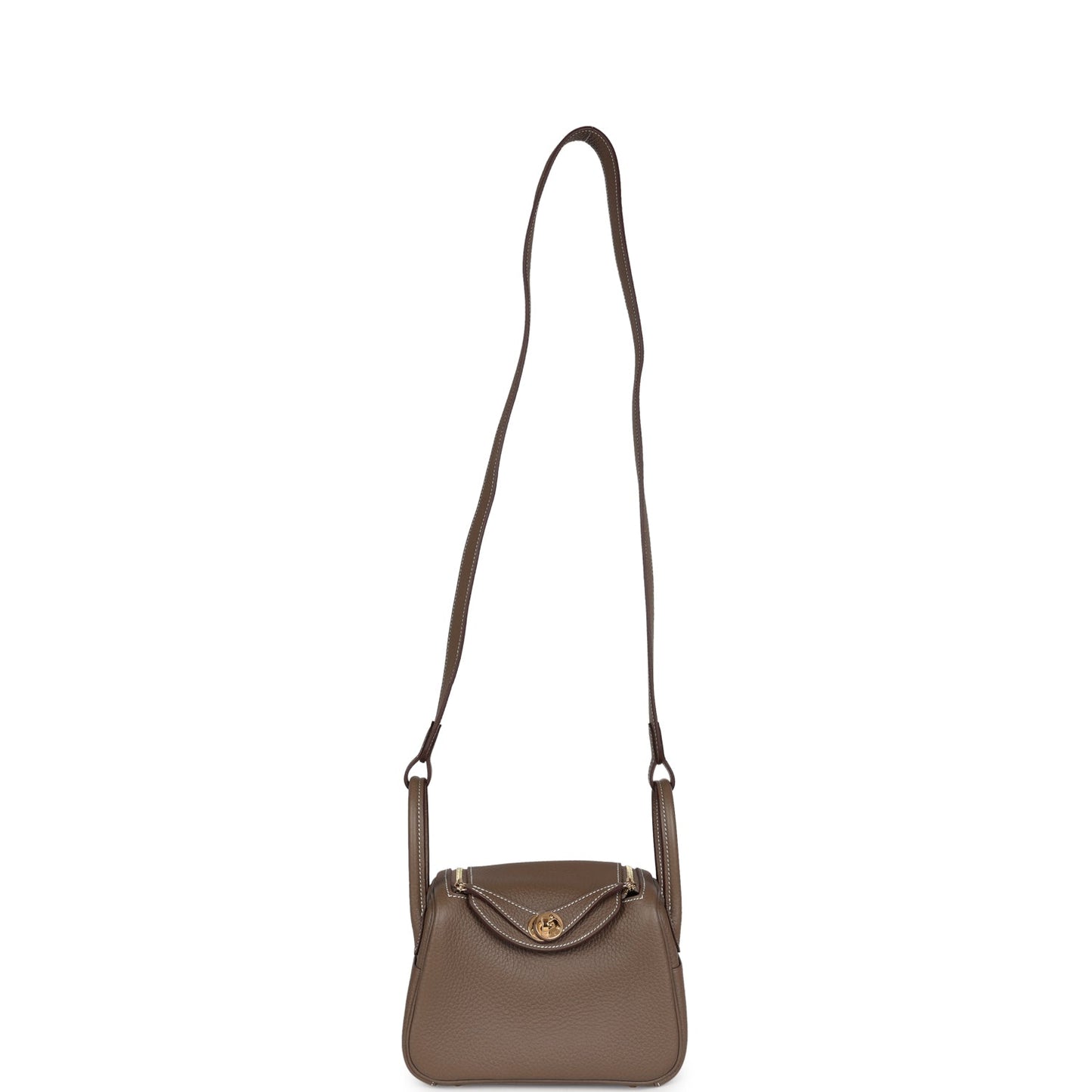 Hermes Mini Lindy Etoupe Clemence Gold Hardware