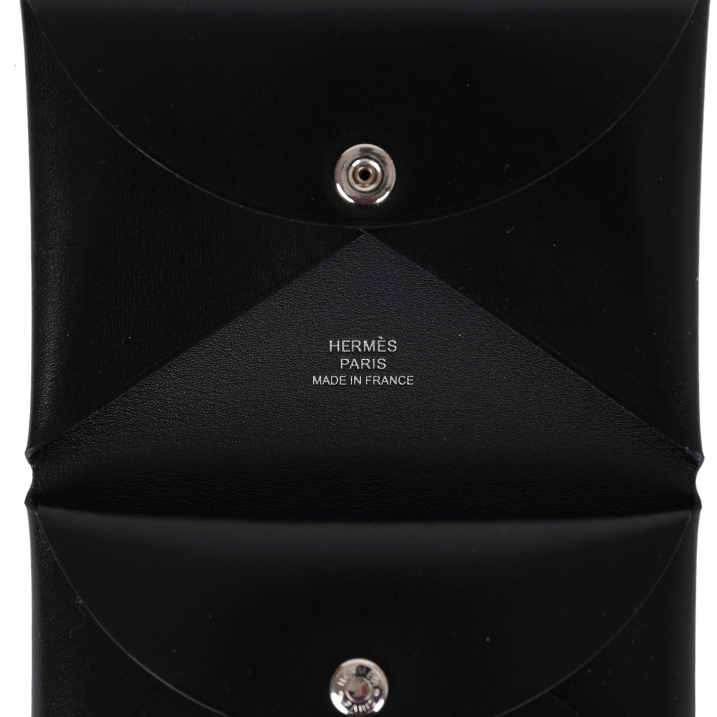 Hermes Calvi Duo Card Holder Black Box Palladium Hardware