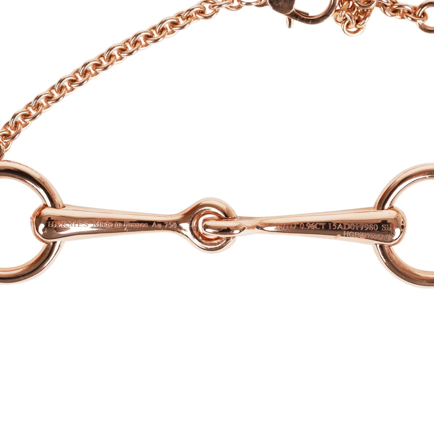 Hermes 18k Rose Gold Diamond Filet d'Or Very Small Bracelet