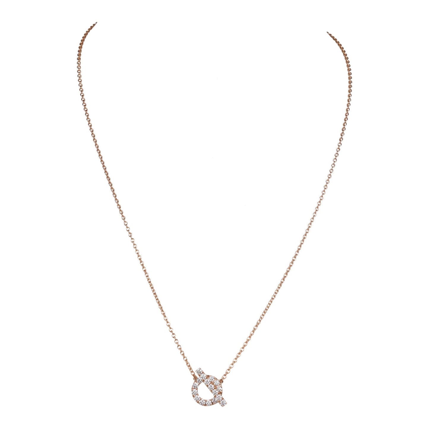 Hermes 18k Rose Gold San Coloris White Diamond Finesse Pendant Necklace