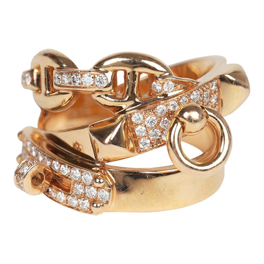 Hermes Alchimie Ring GM 18K Rose Gold and Diamonds