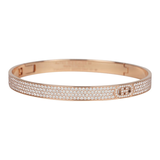 Hermes H D'Ancre Bracelet PM 18K Rose Gold & White Diamonds