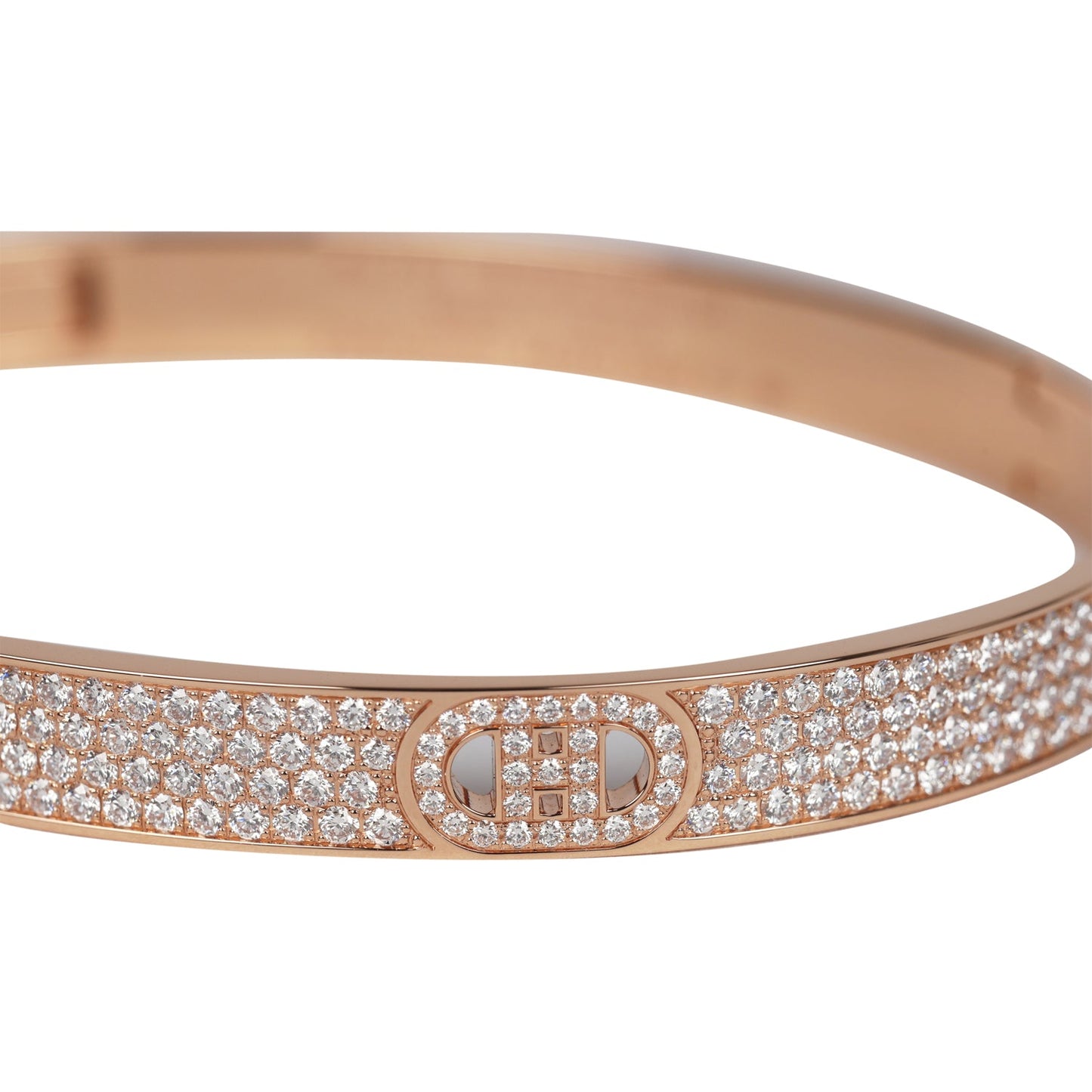 Hermes H D'Ancre Bracelet PM 18K Rose Gold & White Diamonds