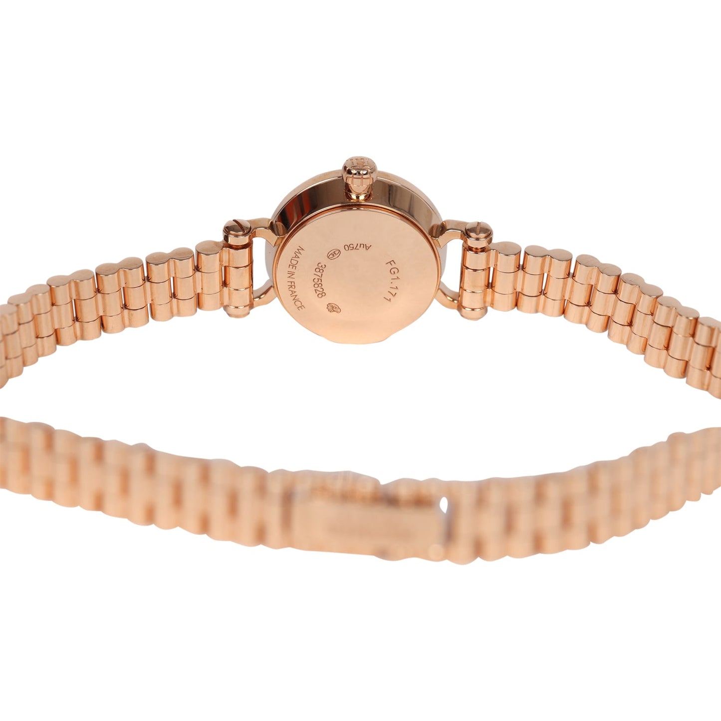 Hermes Faubourg Watch Mini White Lacquered 18K Rose Gold Hardware & Diamonds
