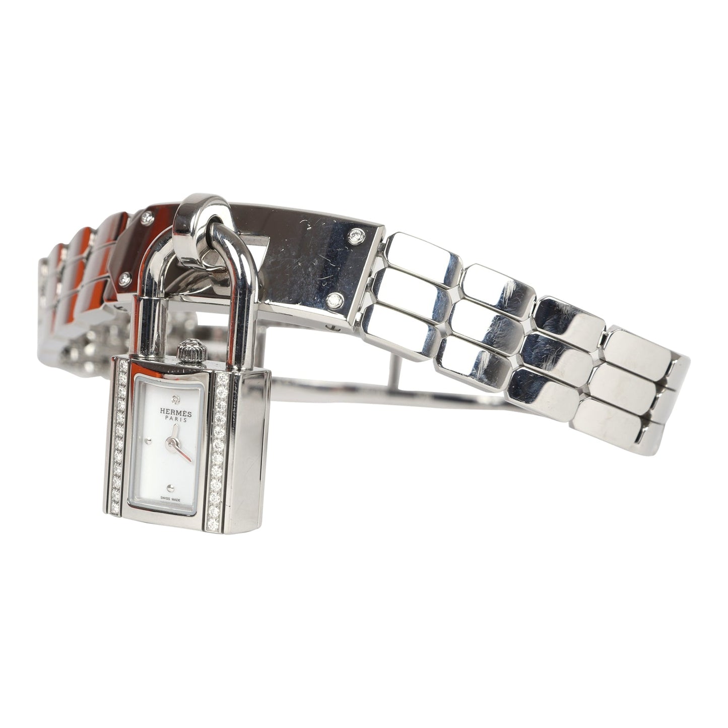 Hermes Mini Kelly Watch Stainless Steel Hardware & Diamonds