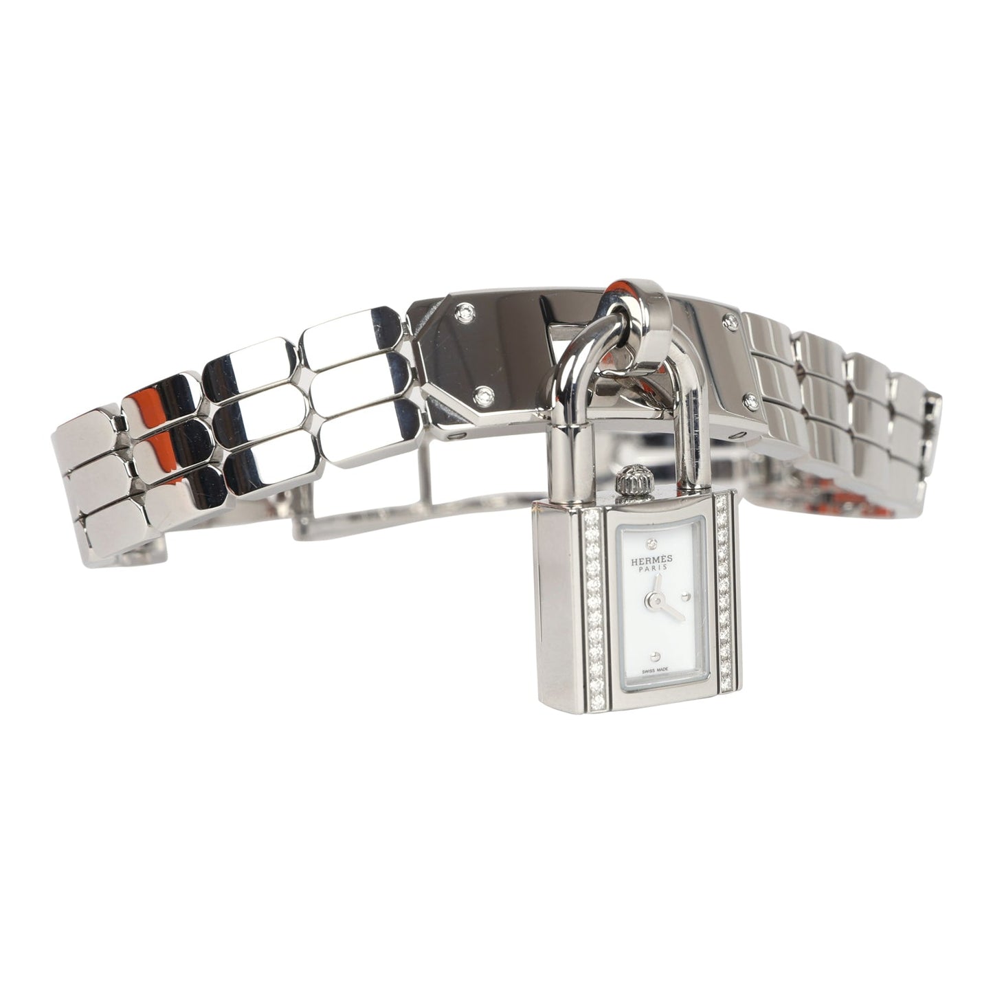 Hermes Mini Kelly Watch Stainless Steel Hardware & Diamonds