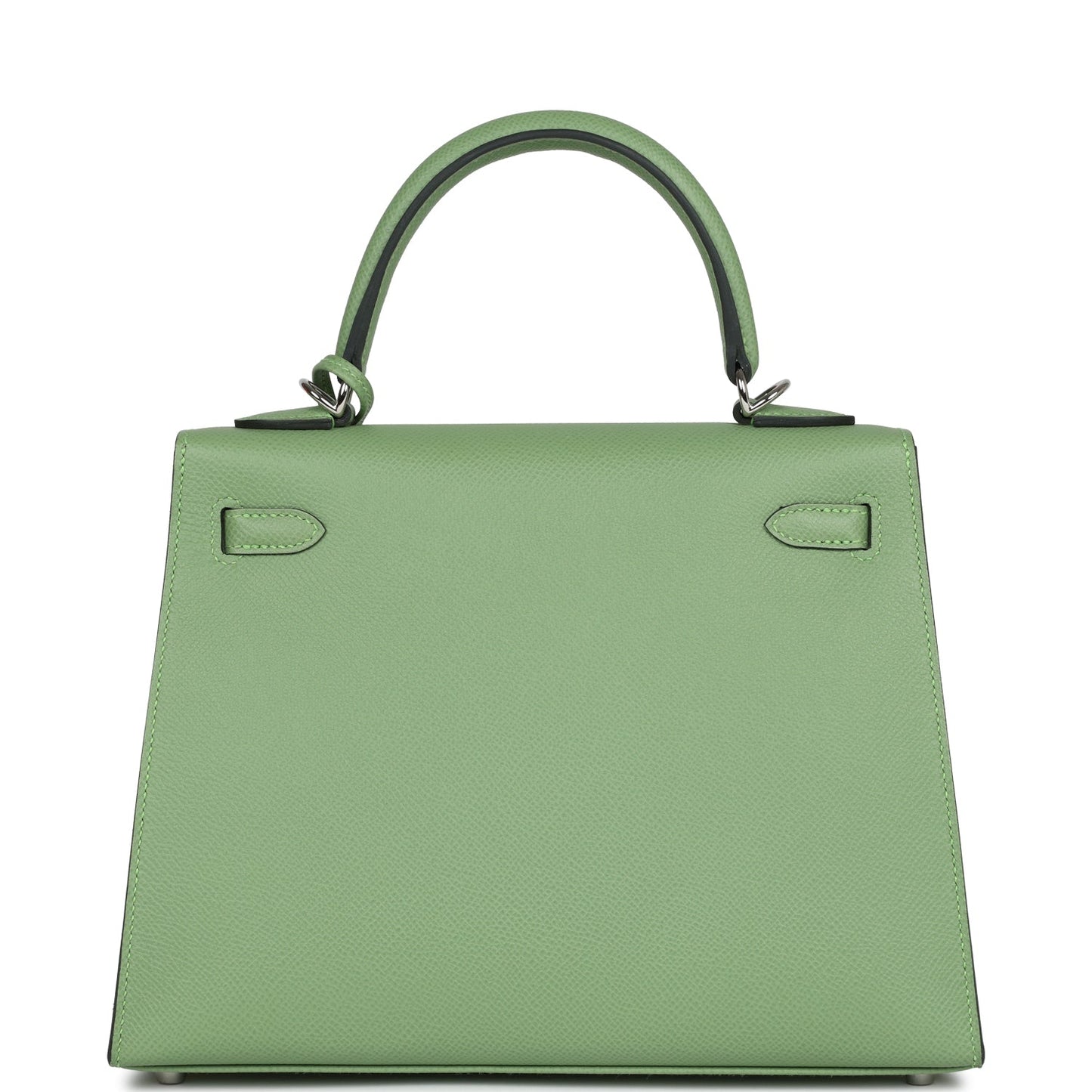 Hermes Special Order (HSS) Kelly Sellier 25 Vert Criquet Verso Epsom Palladium Hardware