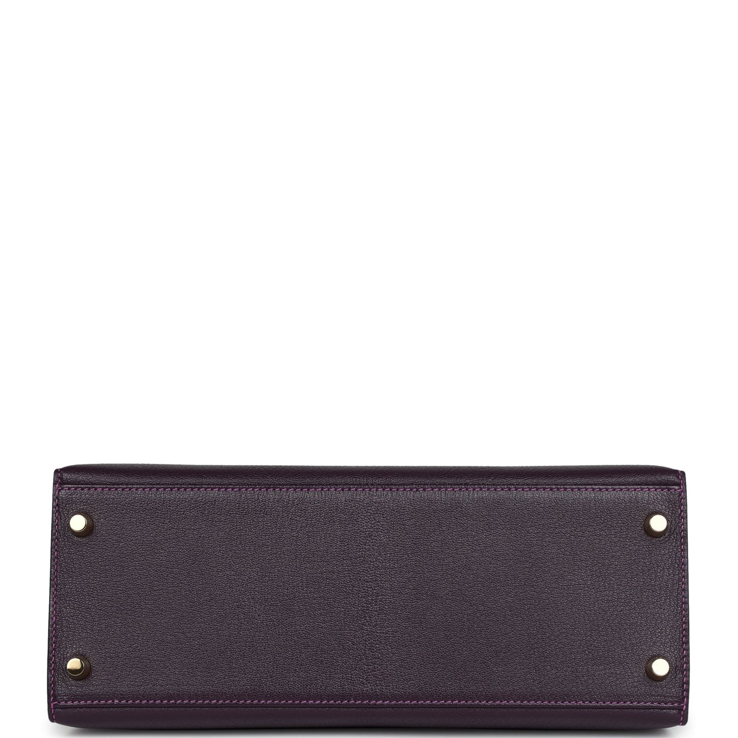 Hermes Special Order (HSS) Kelly Sellier 28 Raisin Verso Chevre Brushed Gold Hardware
