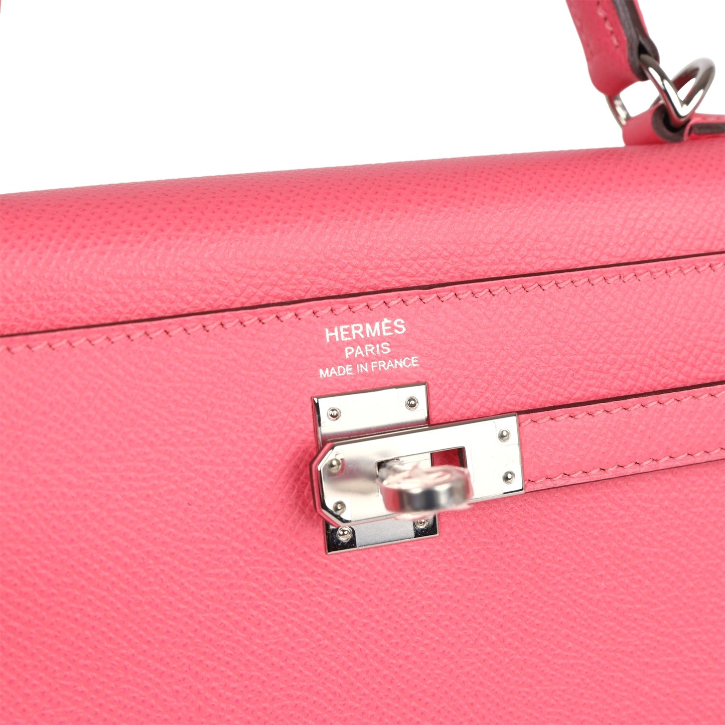 Hermes Kelly Sellier 25 Rose Azalee Epsom Palladium Hardware