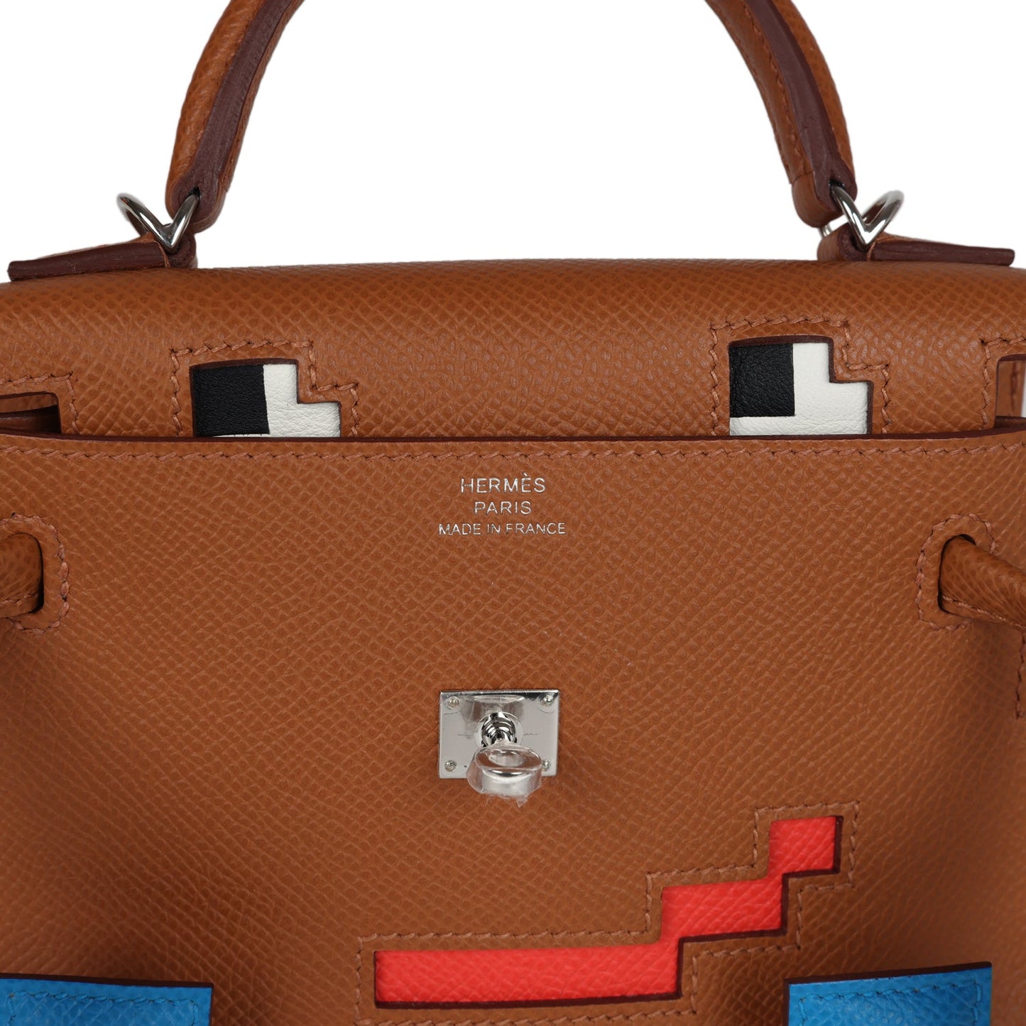 Hermes "Quelle Idolle" Picto Kelly Doll Gold, Bleu Zanzibar, Jaune Milton and Orange Field Epsom/Swift Palladium Hardware