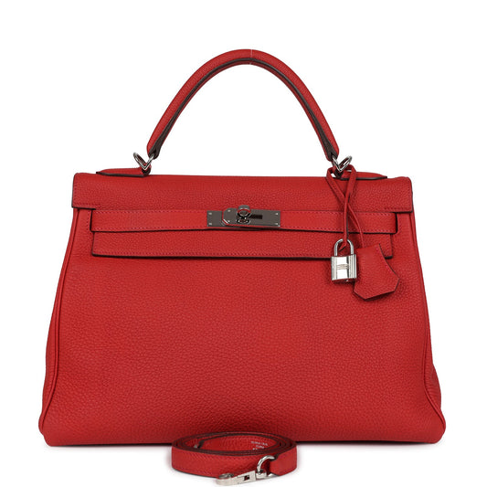 Hermes Kelly Retourne 32 Geranium Togo Palladium Hardware