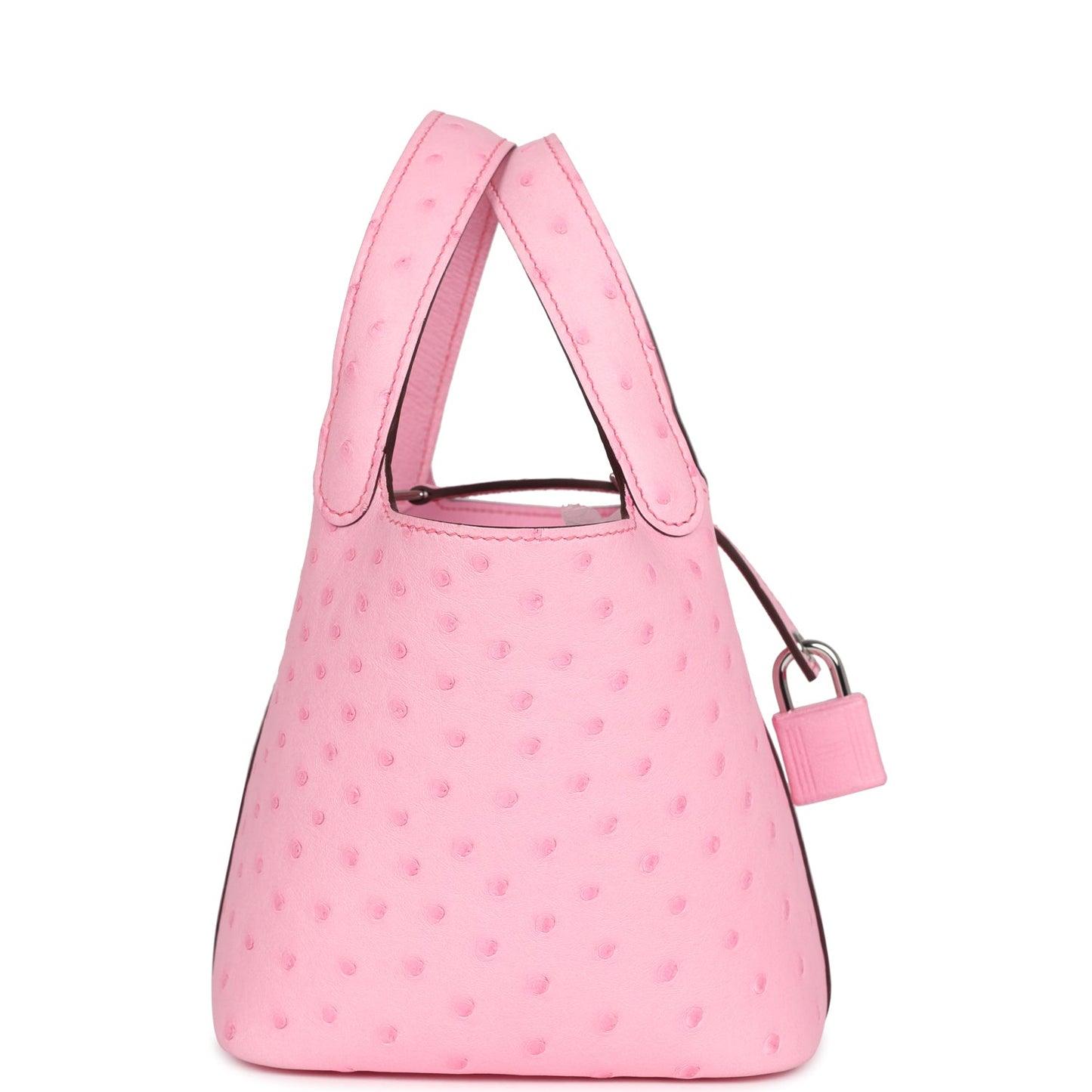 Hermes Micro Picotin Lock 14 Bubblegum Ostrich Palladium Hardware