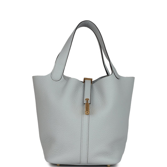Hermes Picotin Lock 22 Bleu Glacier Clemence Gold Hardware