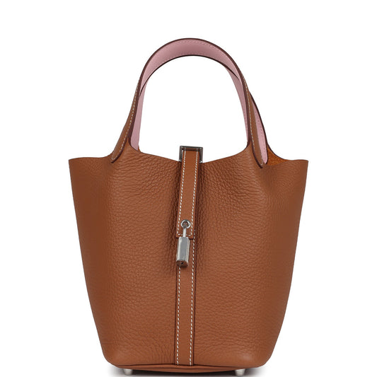 Hermes Picotin Lock 18 Eclat Gold and Rose Sakura Clemence Palladium Hardware