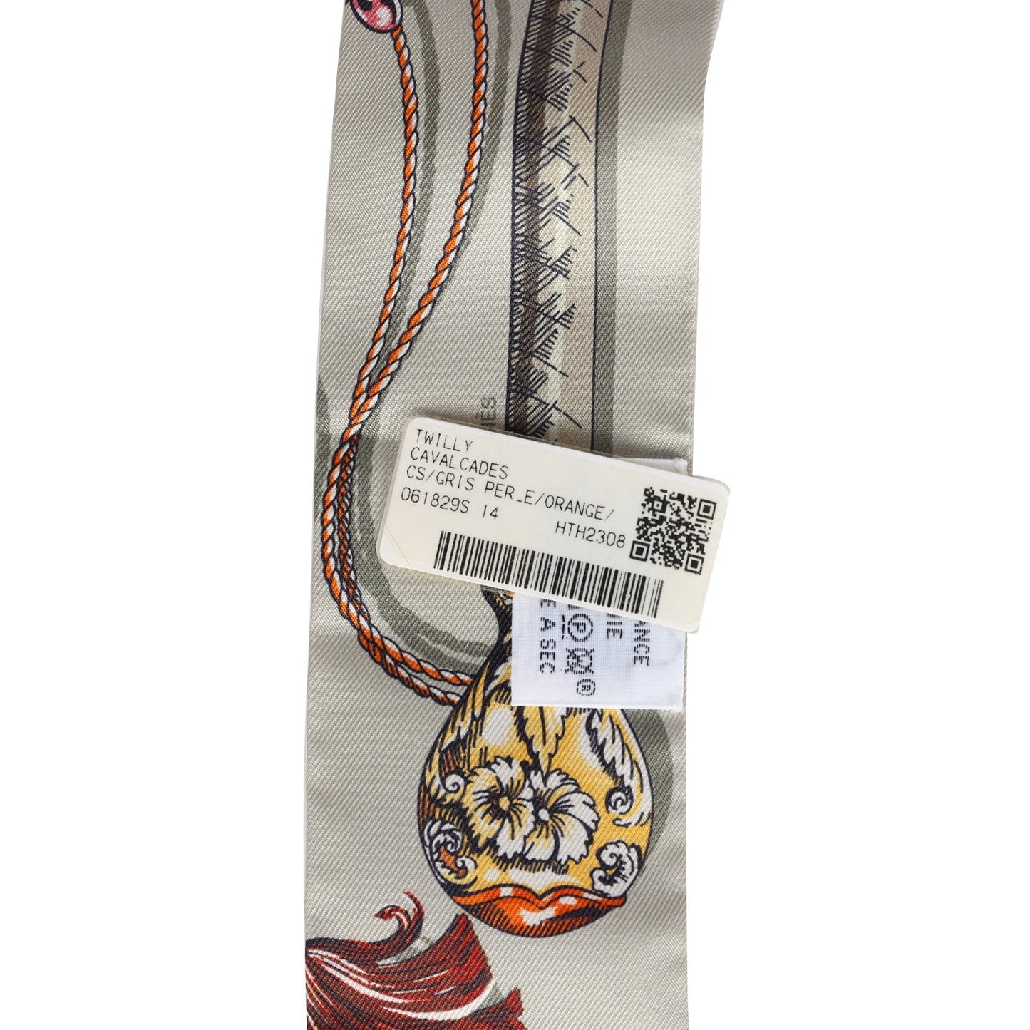 Hermes "Cavalcades" Gris Perle Multi Silk Twilly Pair