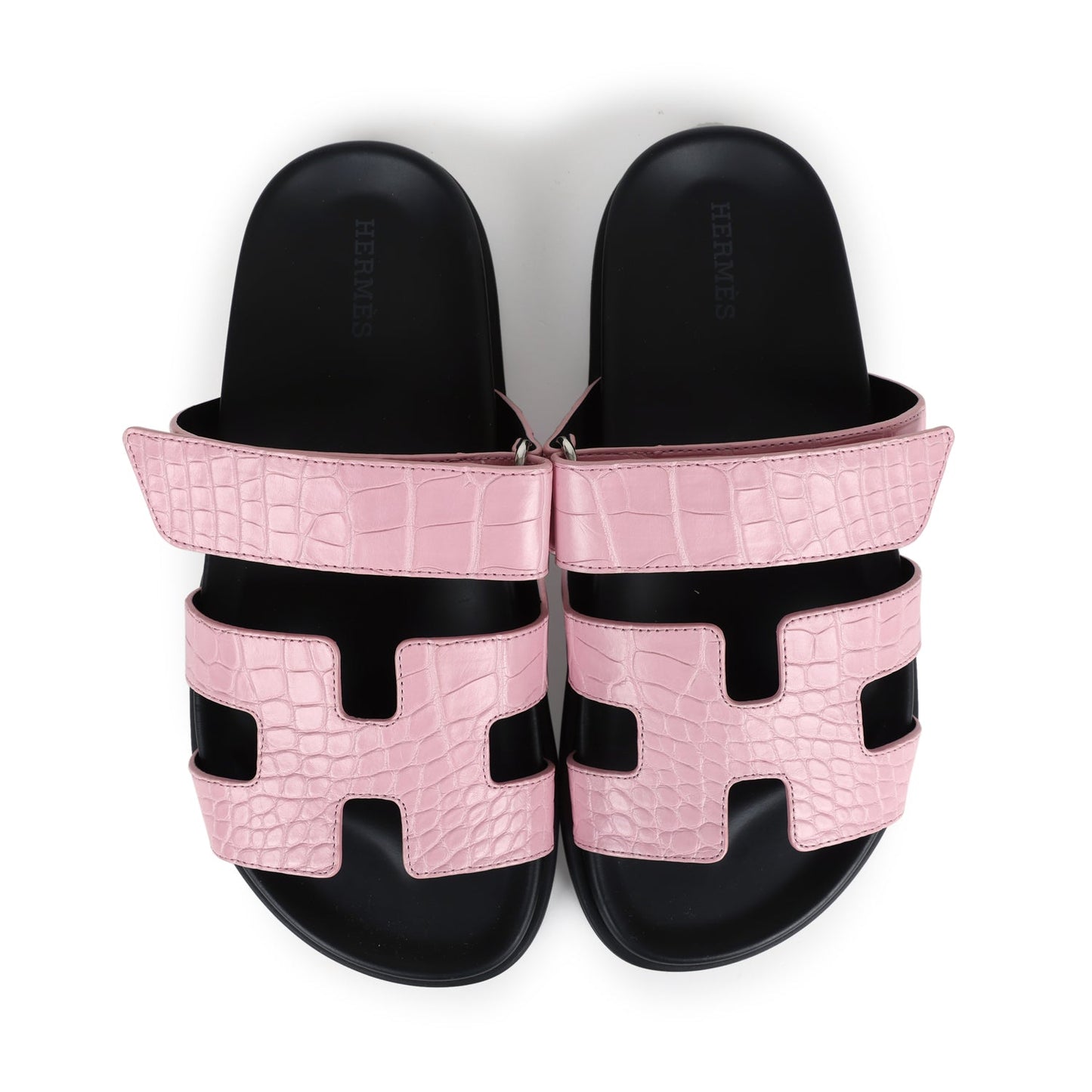Hermes Chypre Techno Sandals Bubblegum Matte Crocodile Palladium Hardware 36 EU