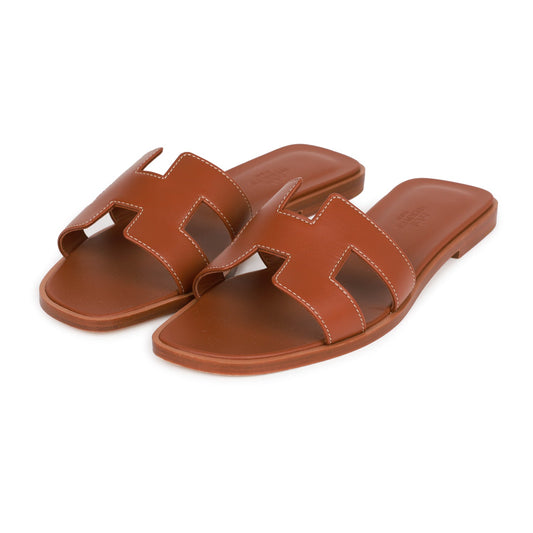Hermes Oran Sandals Gold Box Calfskin 36.5