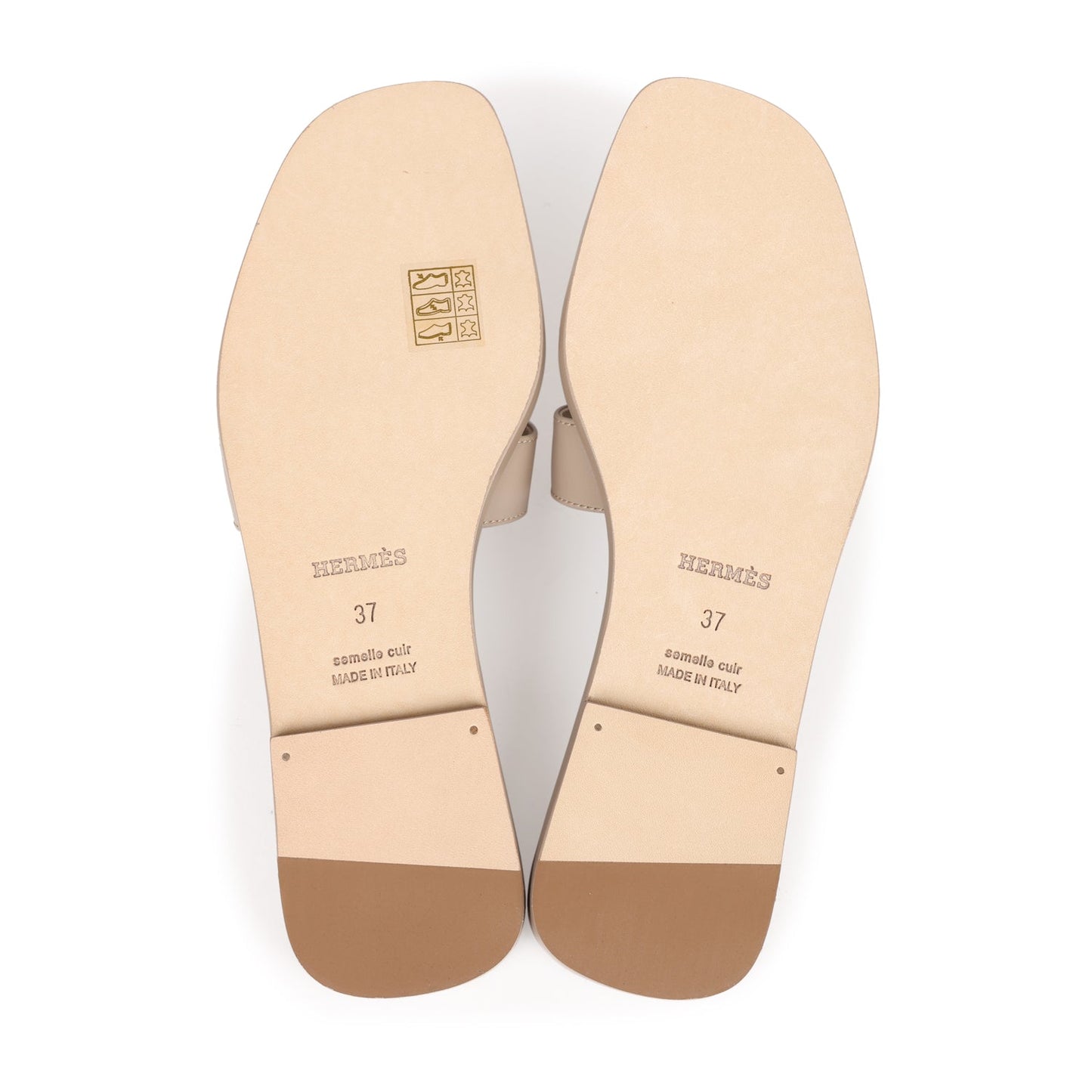 Hermes Oran Sandal Beige Mastic Calfskin 37 EU