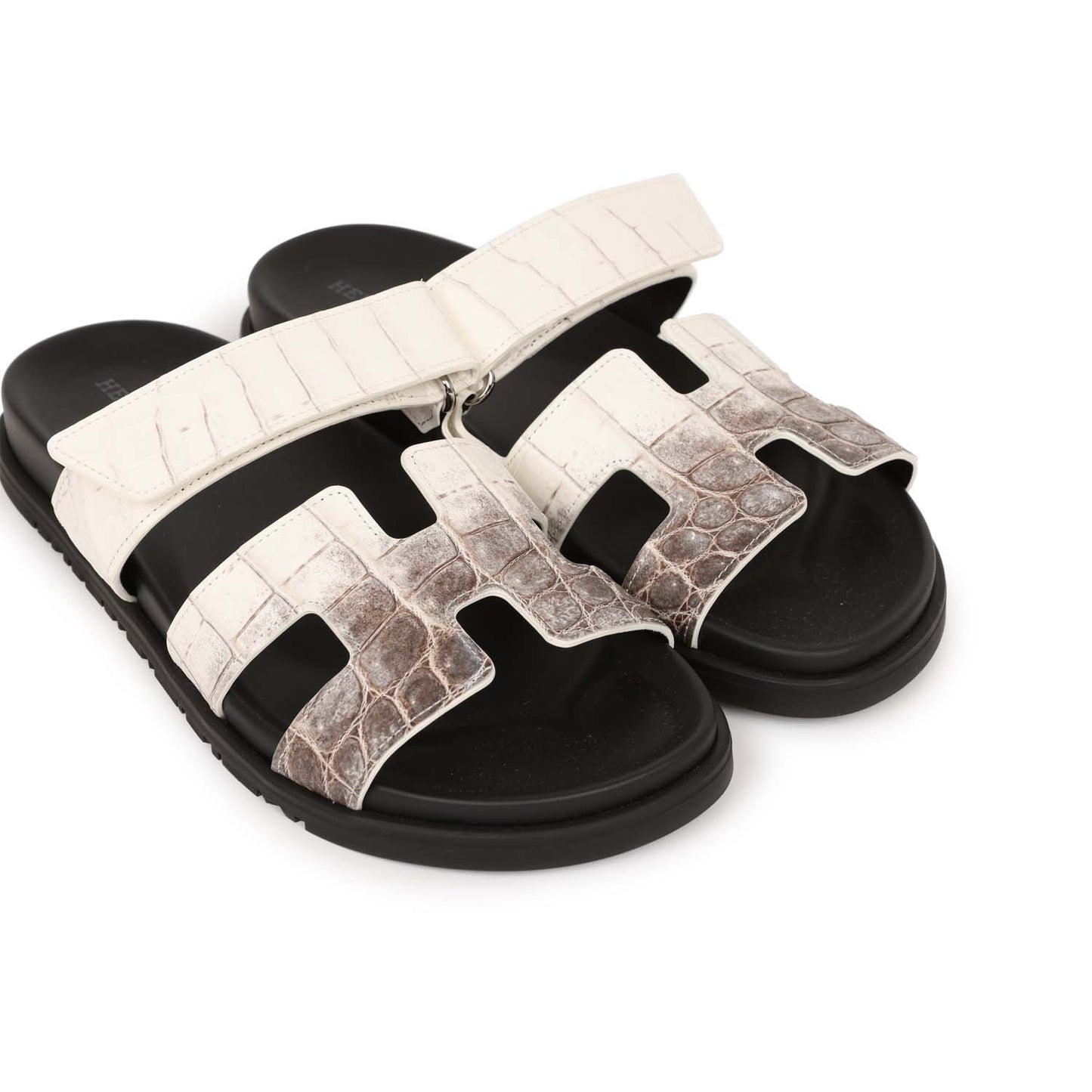 Hermes Chypre Sandals Himalaya Matte Crocodile Palladium Hardware 38 EU