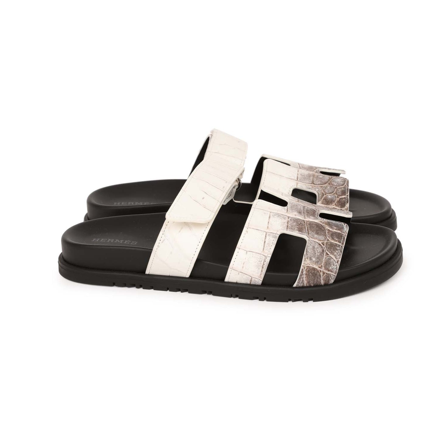 Hermes Chypre Sandals Himalaya Matte Crocodile Palladium Hardware 38 EU