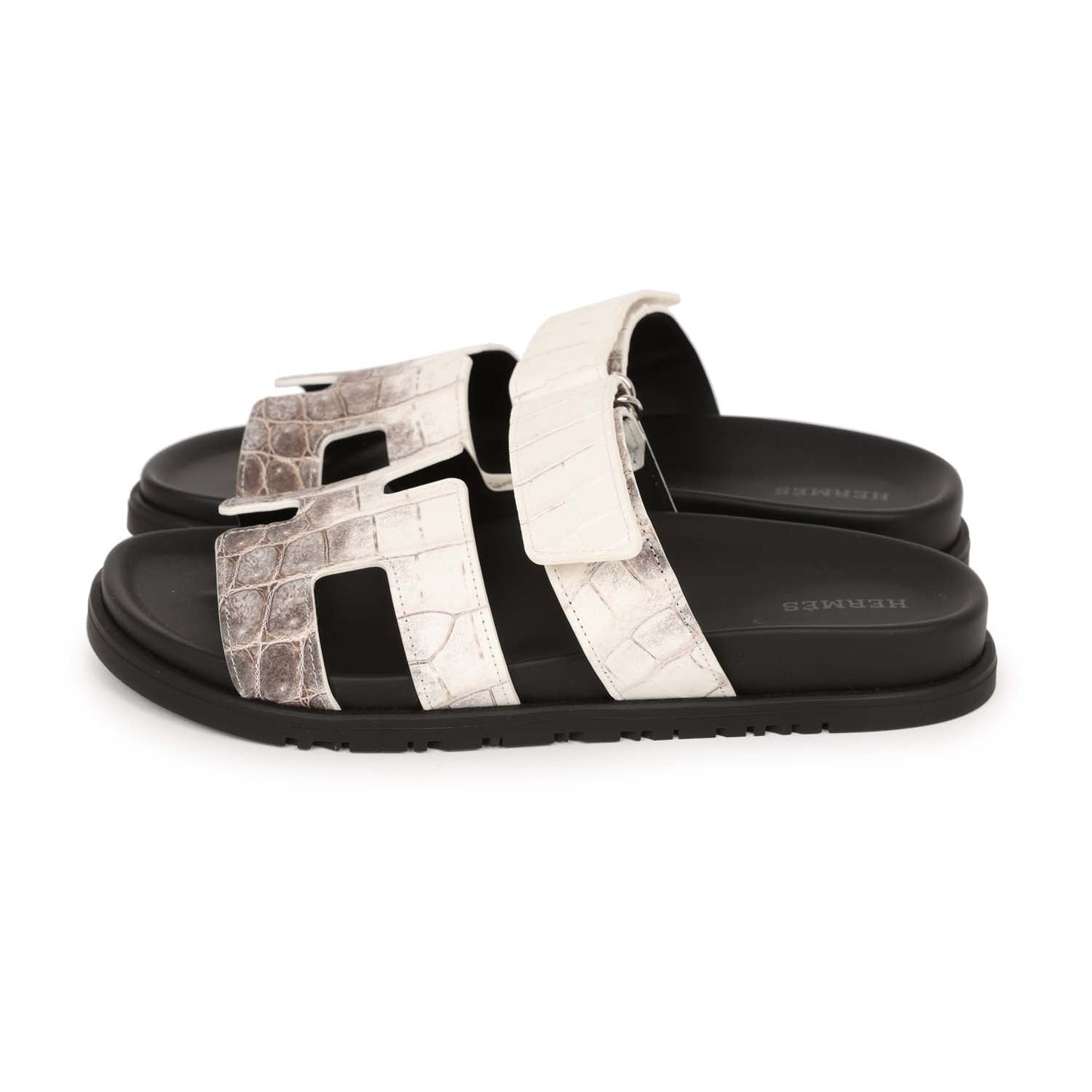 Hermes Chypre Sandals Himalaya Matte Crocodile Palladium Hardware 38 EU