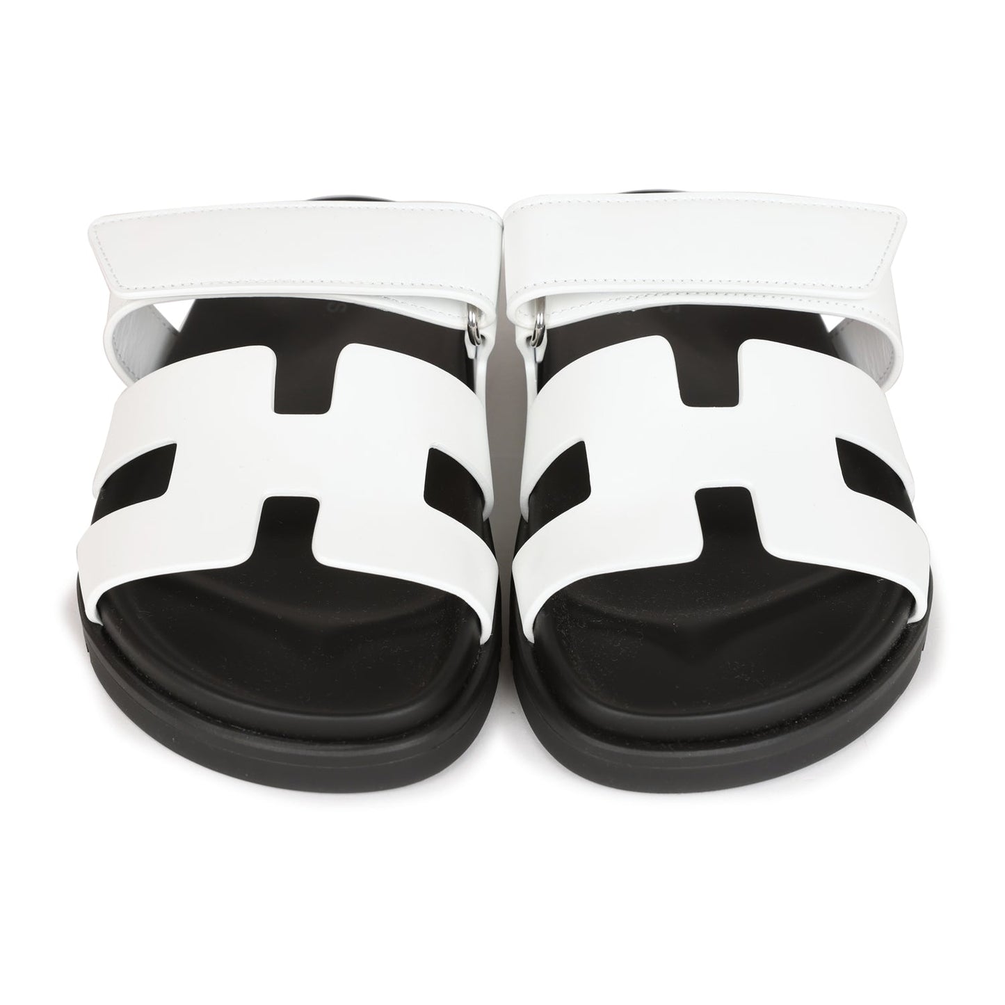 Hermes Chypre Sandals White Calfskin Palladium Hardware 35.5 EU