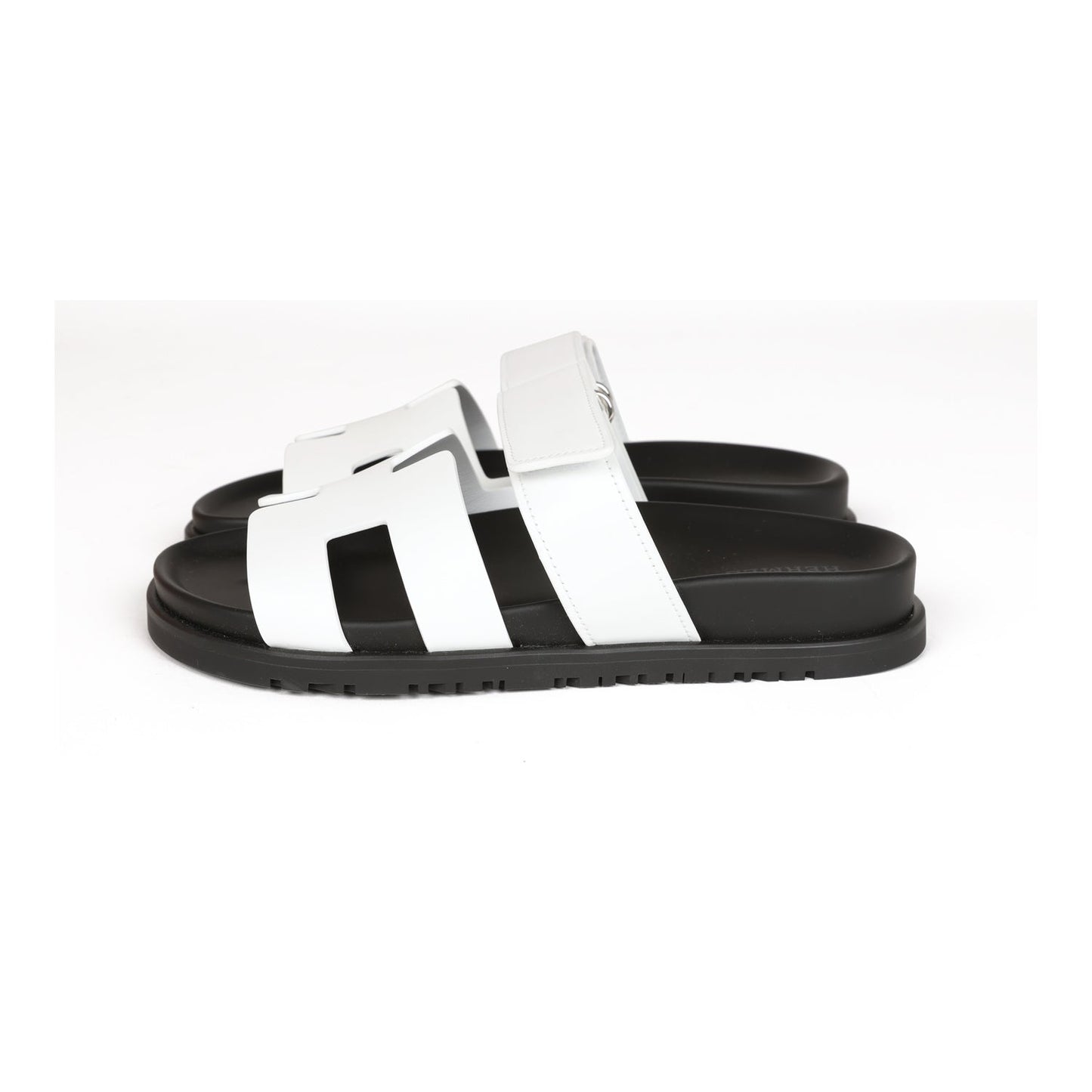 Hermes Chypre Sandals White Calfskin Palladium Hardware 35.5 EU