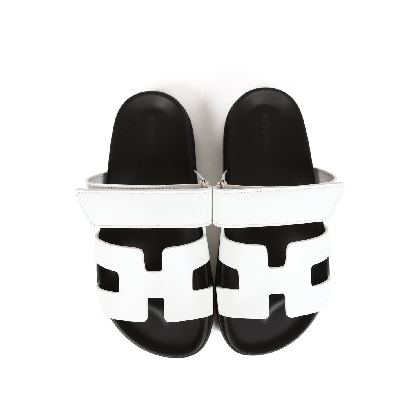 Hermes Chypre Sandals White Calfskin Palladium Hardware 35.5 EU