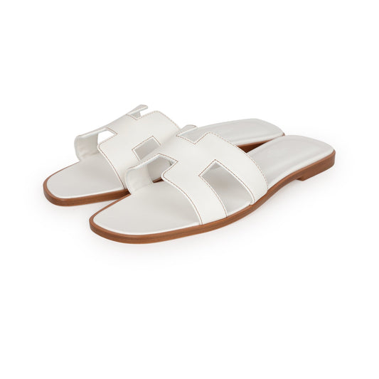 Hermes Oran Sandals White Box Calfskin 39 EU