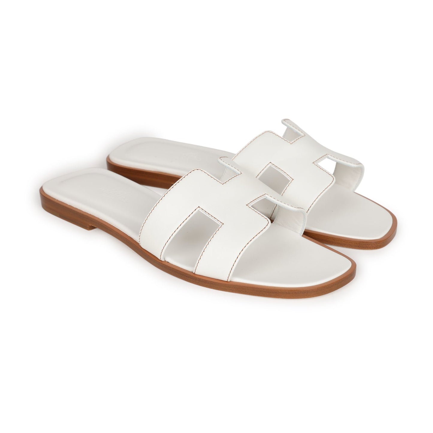 Hermes Oran Sandals White Box Calfskin 37 EU
