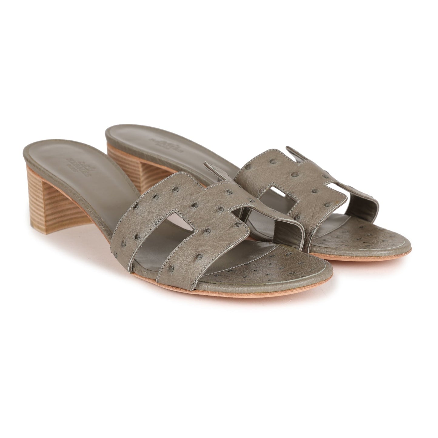 Hermes Oasis Sandals Gris Clair Ostrich 41 EU