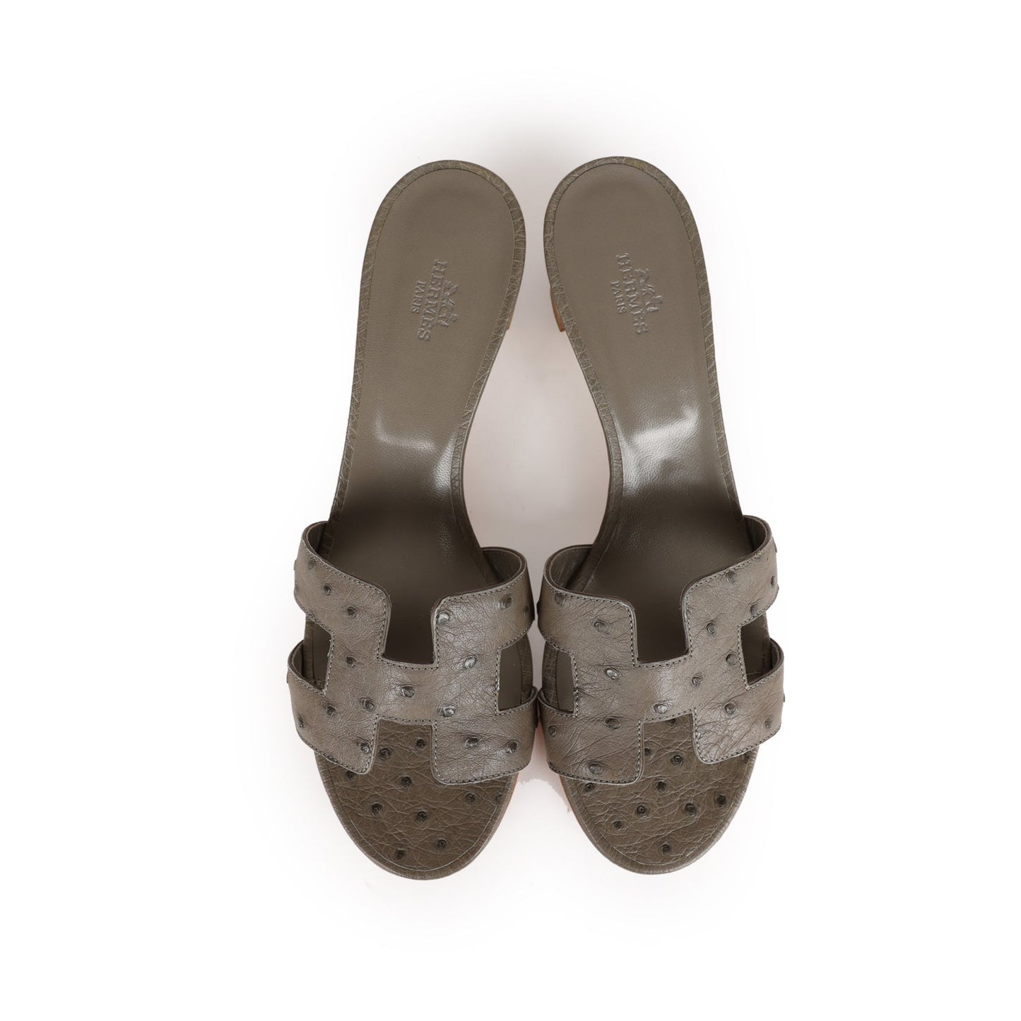 Hermes Oasis Sandals Gris Clair Ostrich 41 EU