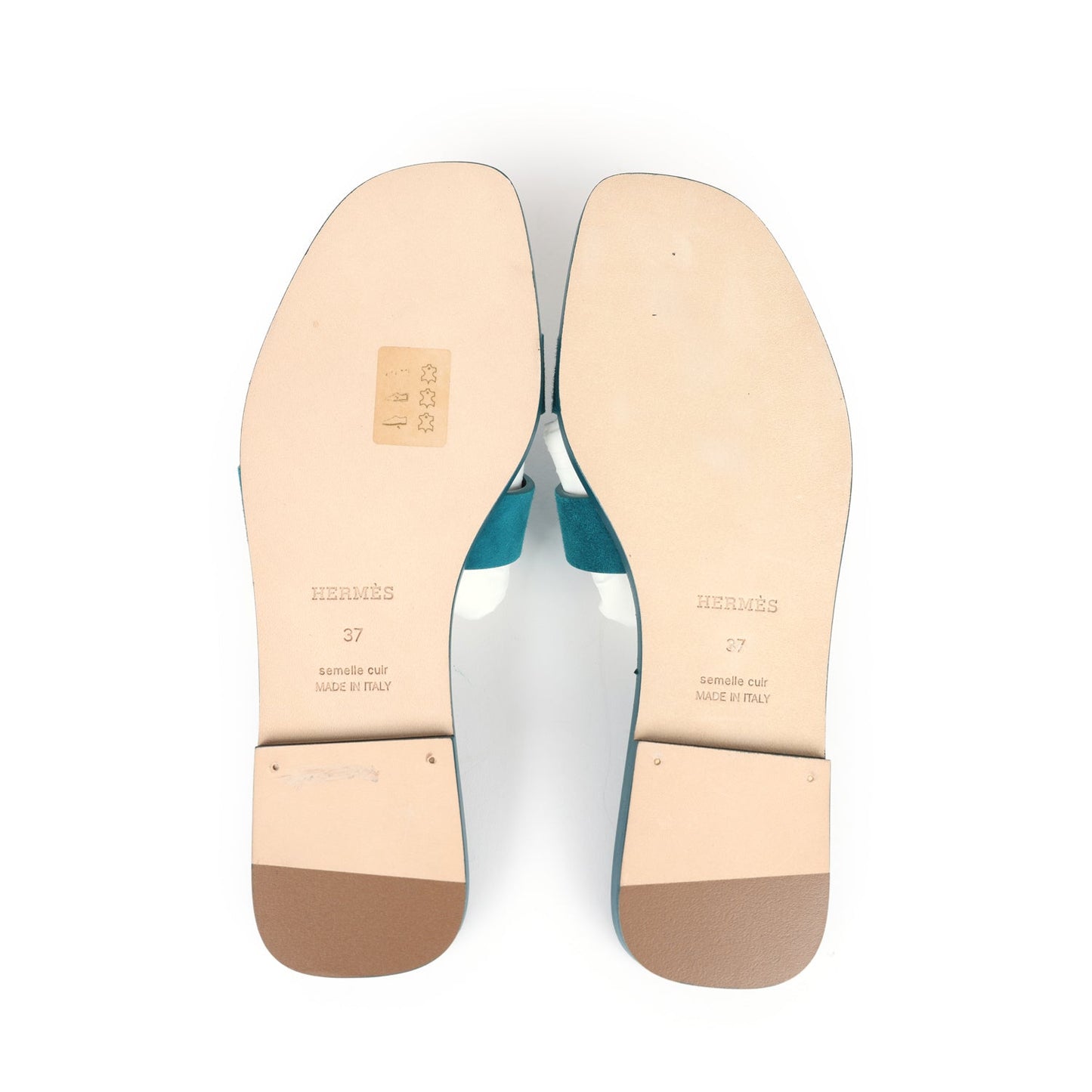 Hermes Oran Sandals Vert Oxford Suede Goatskin 37 EU