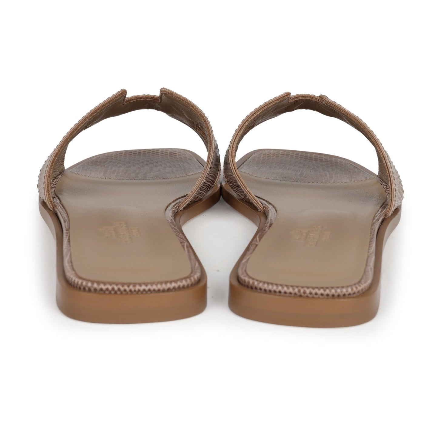 Hermes Oran Sandal Beige Argile Shiny Lizard 37.5 EU