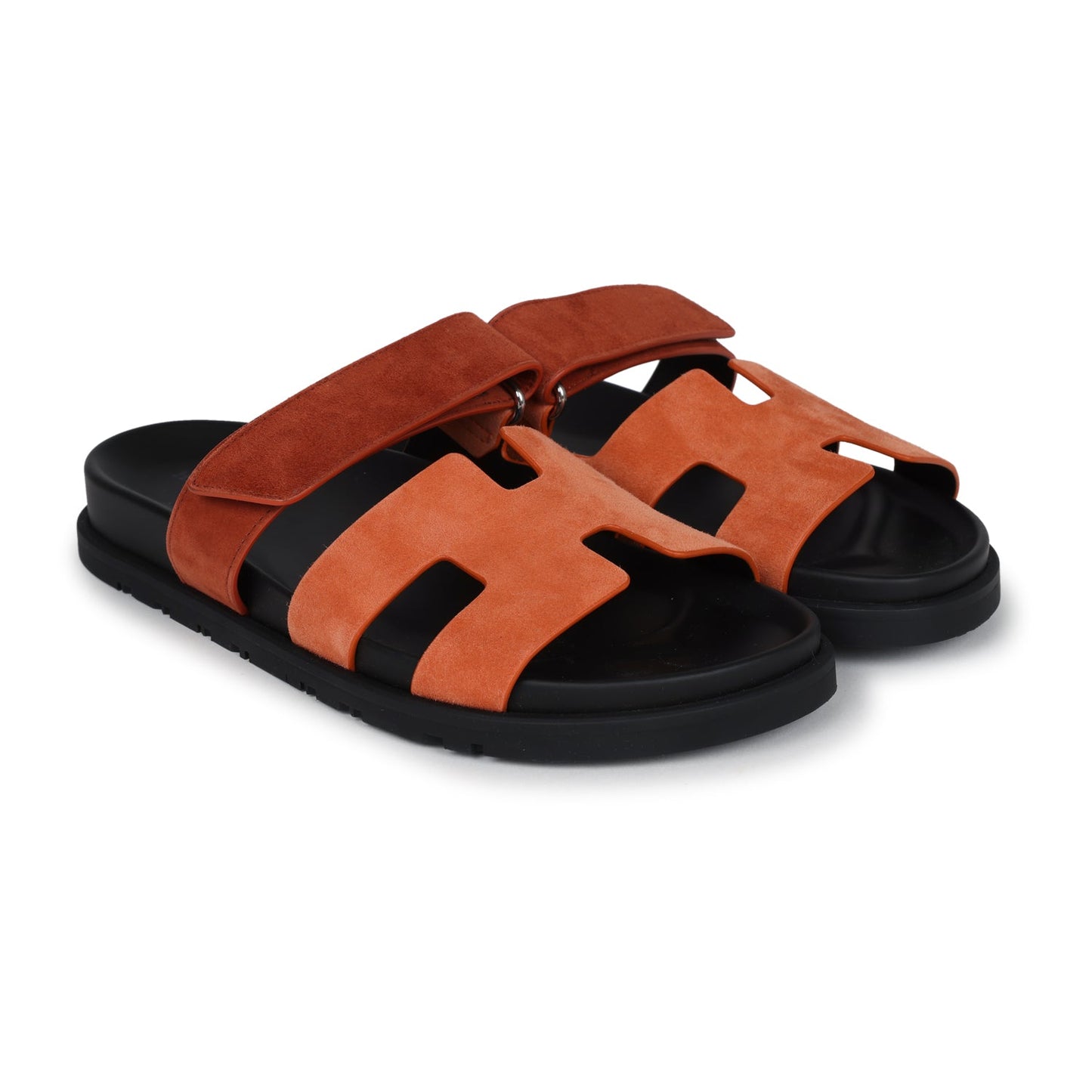 Hermes Chypre Techno Sandal  Rose Bois De Santal and Rouge De Turin Suede Palladium Hardware 37 EU