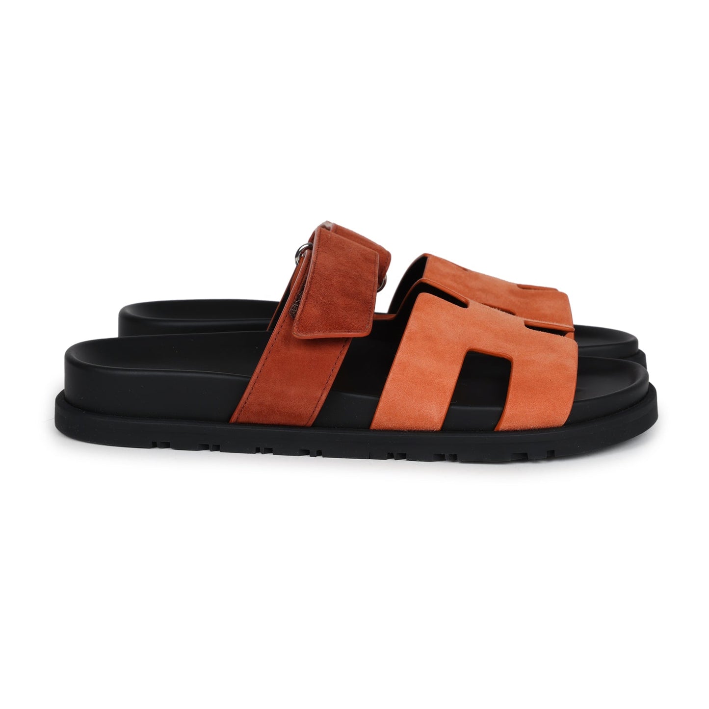 Hermes Chypre Techno Sandal  Rose Bois De Santal and Rouge De Turin Suede Palladium Hardware 37 EU