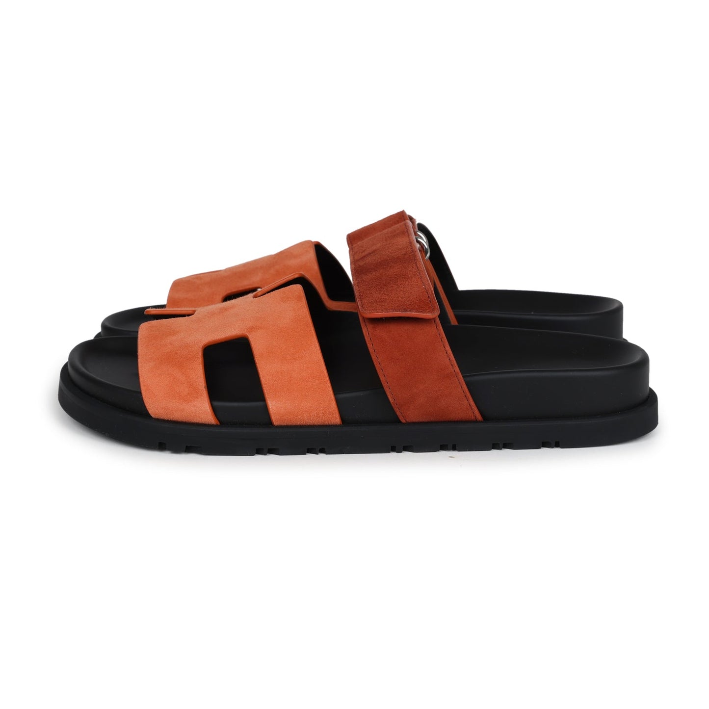 Hermes Chypre Techno Sandal  Rose Bois De Santal and Rouge De Turin Suede Palladium Hardware 37 EU