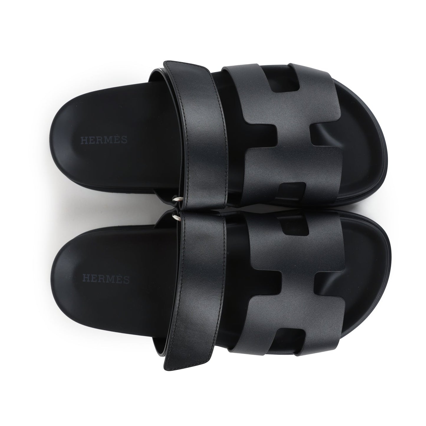 Hermes Chypre Techno Sandals Black Calfskin Palladium Hardware 36.5 EU