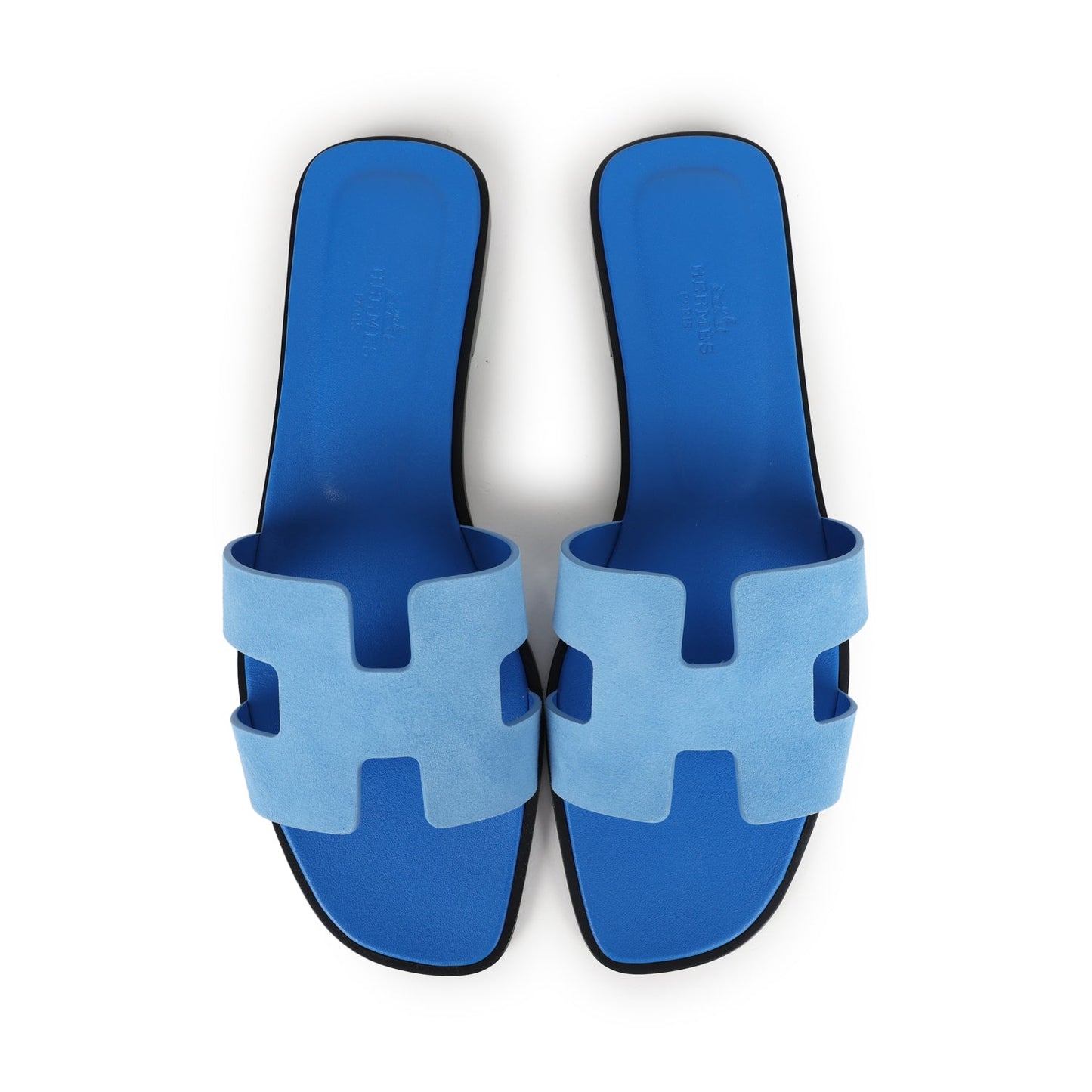 Hermes Oran Sandals Bleu Cameo Suede 40.5 EU