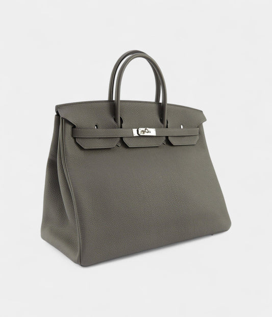 Hermes Birkin 40cm Gris Meyer Togo Leather With Palladium Hardware