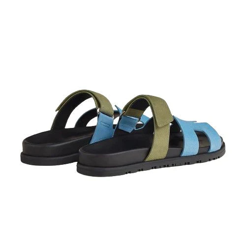 Hermes Chypre Sandal Bleu Cameo / Vert Celadon
