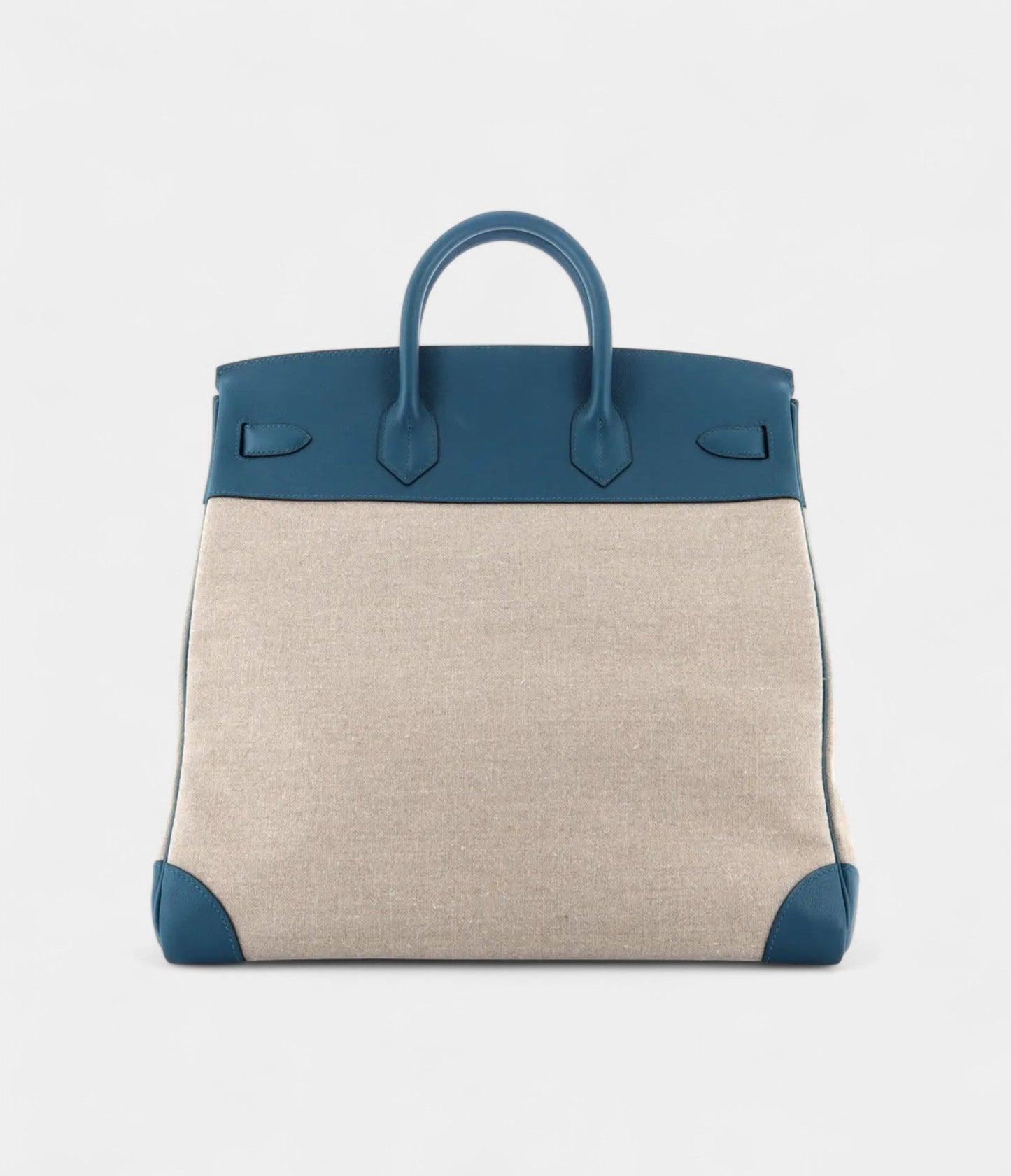 Hermes Birkin 40 Wool Tote Blue Leather Bag